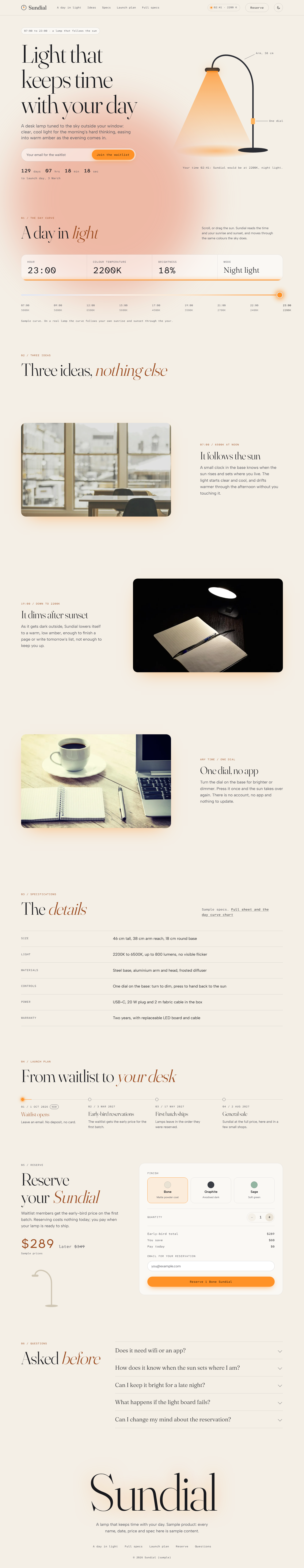 Daylight home page, light theme