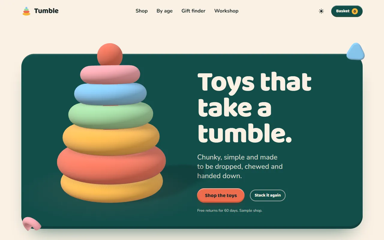 Tumble home page, light theme