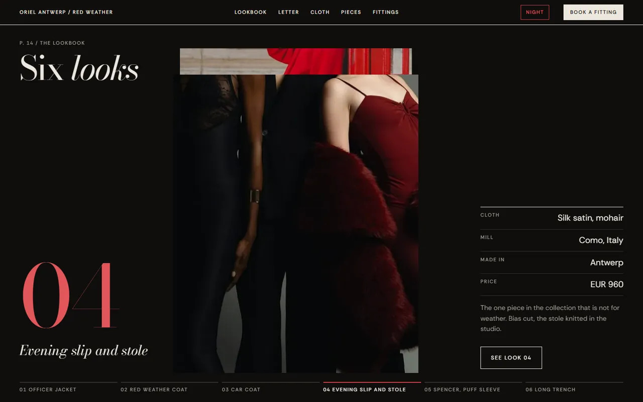 Issue: lookbook page, dark theme