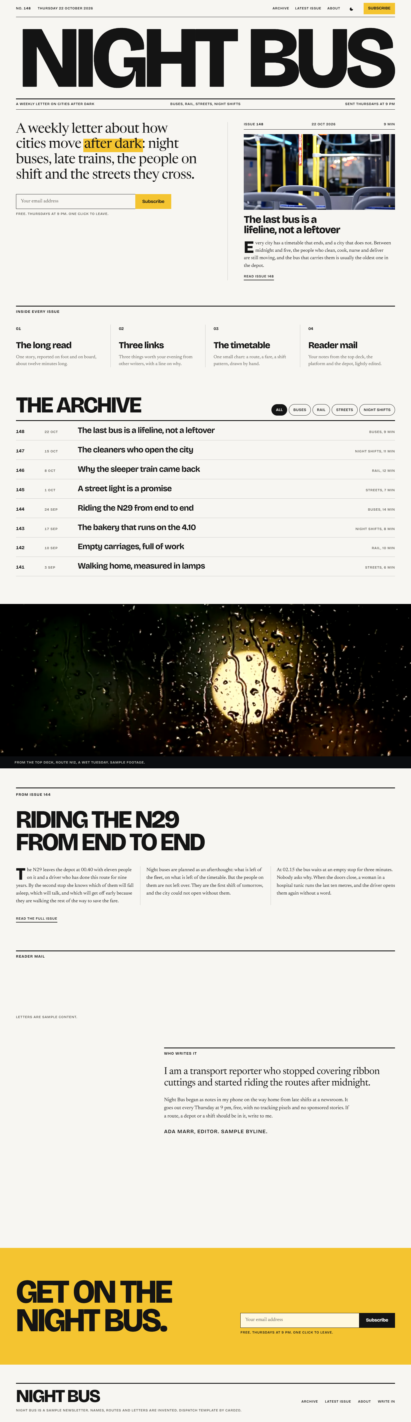 Dispatch home page, light theme