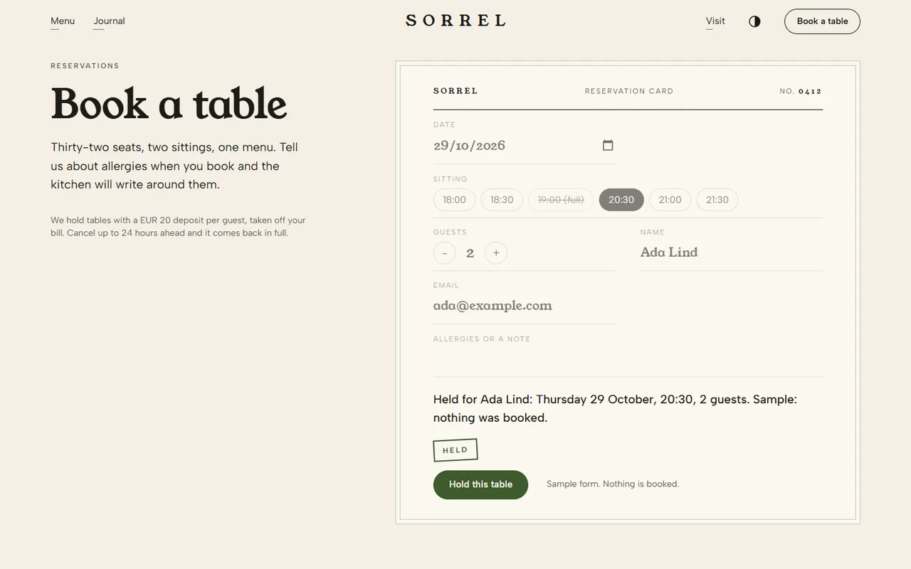 Folio: booked page