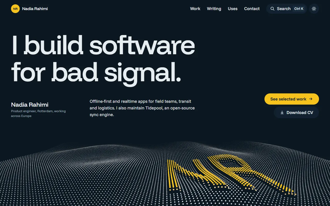 Folio home page, light theme