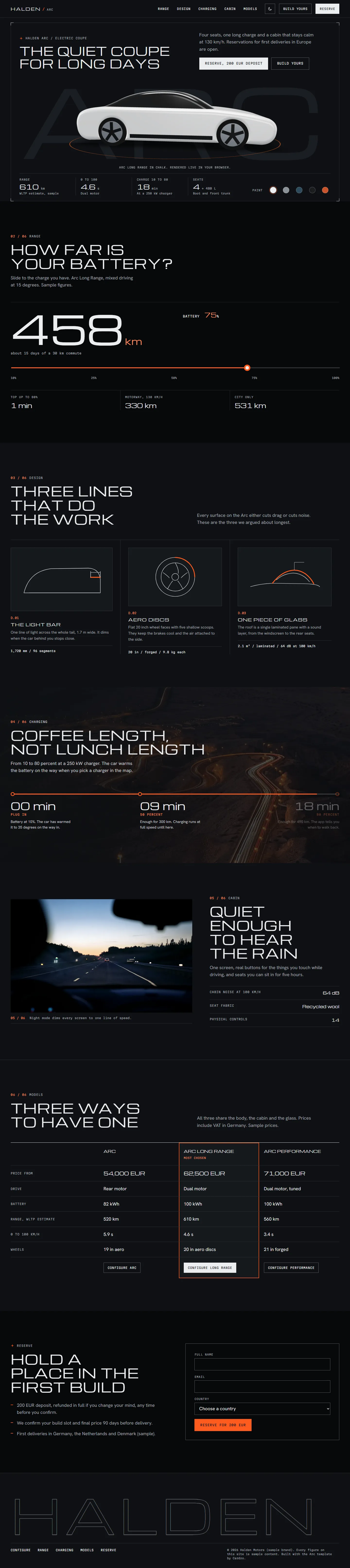 Arc home page, dark theme, at 1440 pixels wide