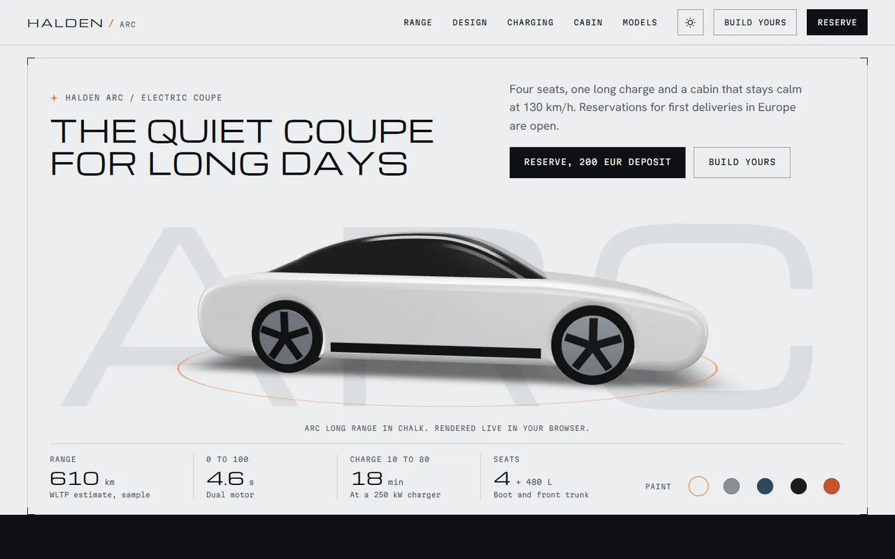 Arc home page, light theme