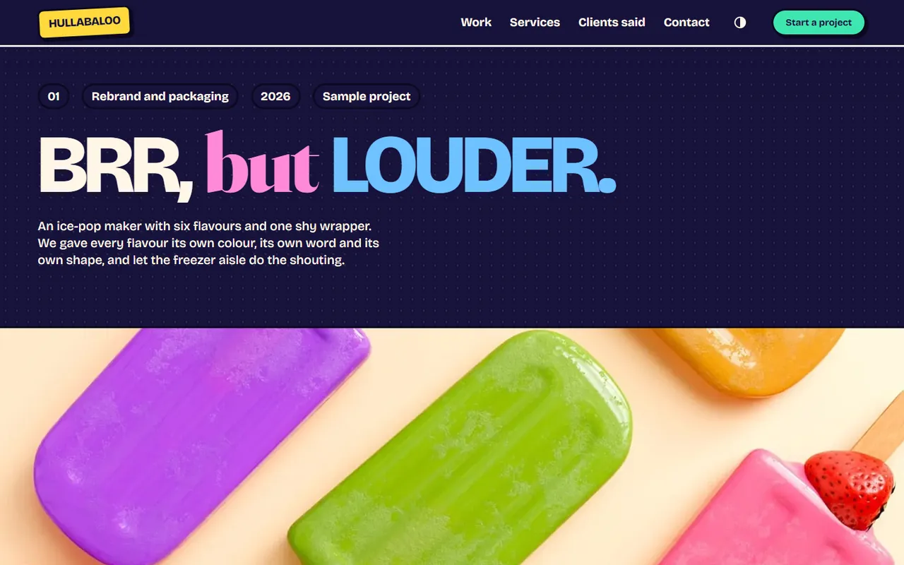 Racket: case study page, dark theme