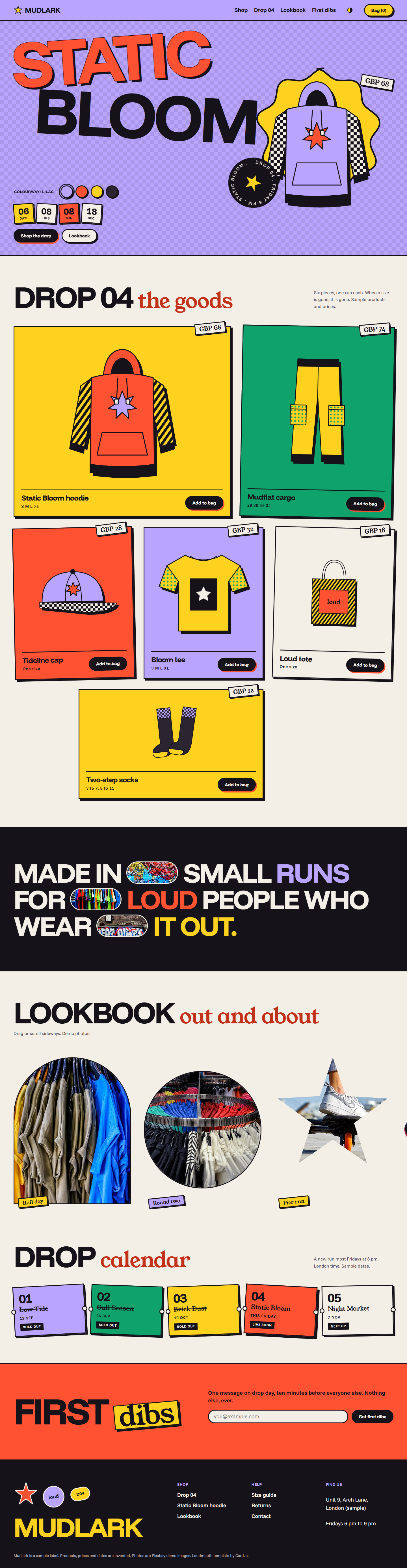 Loudmouth home page, light theme