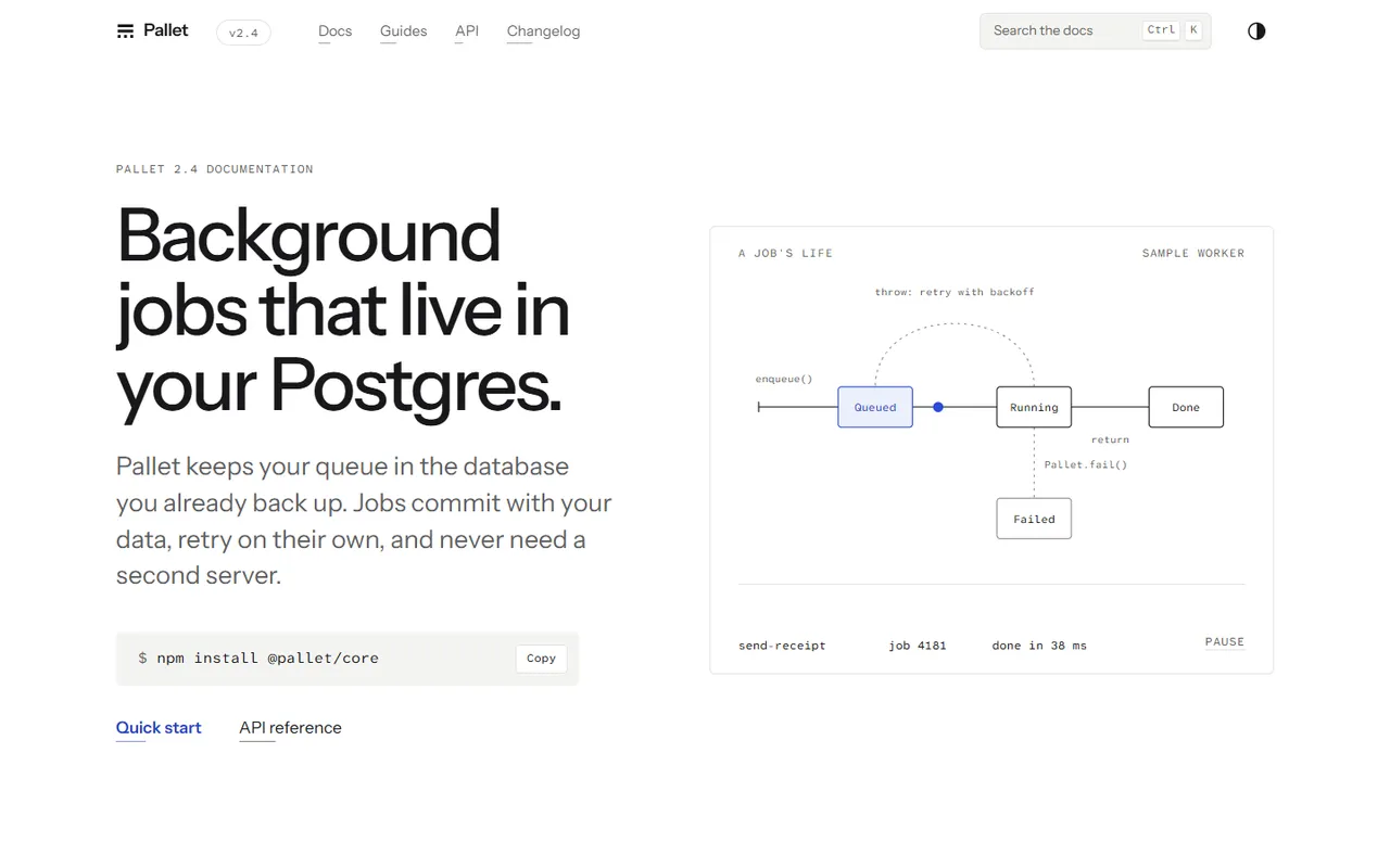 Index home page, light theme
