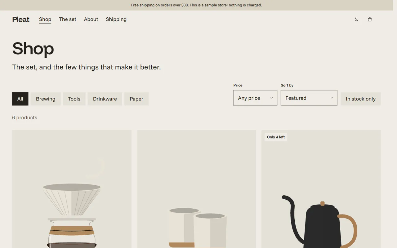 Orbit: shop page