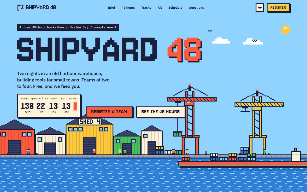 Shipyard 48 home page, light theme