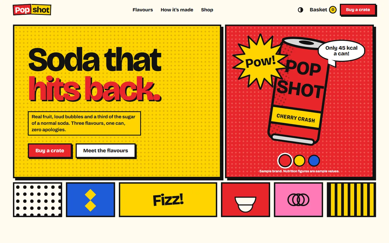 Popshot home page, light theme