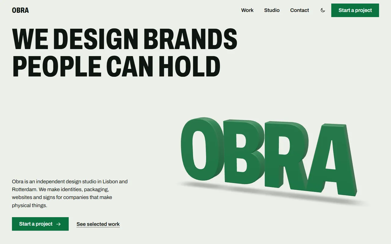 Studio home page, light theme