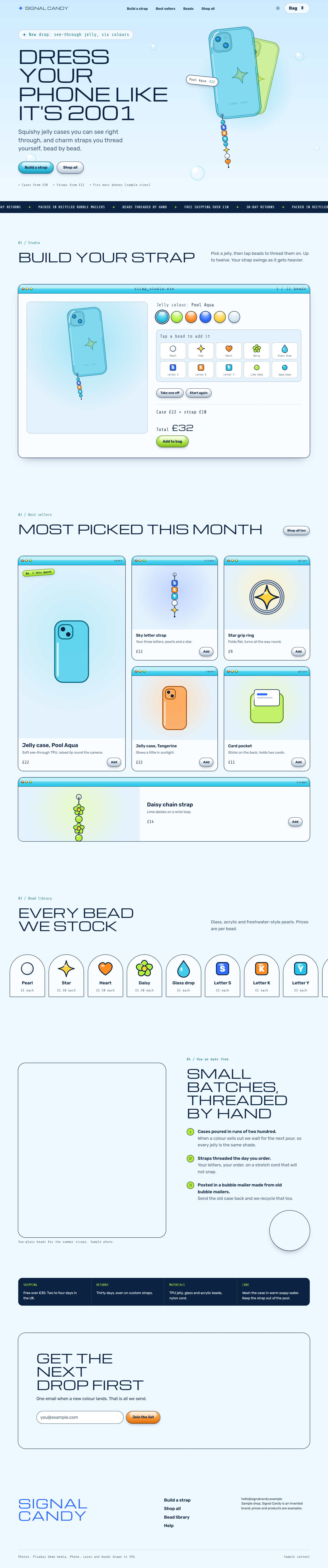 Signal Candy home page, light theme