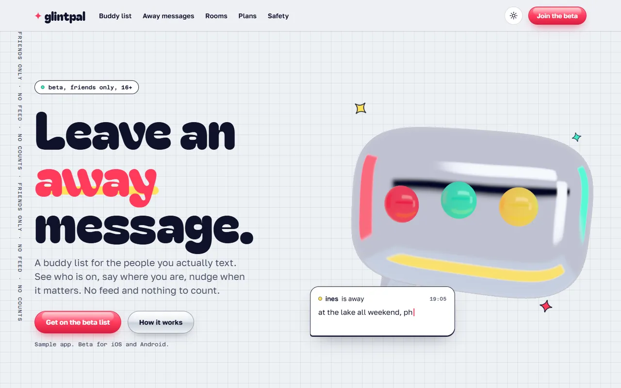 glintpal home page, light theme